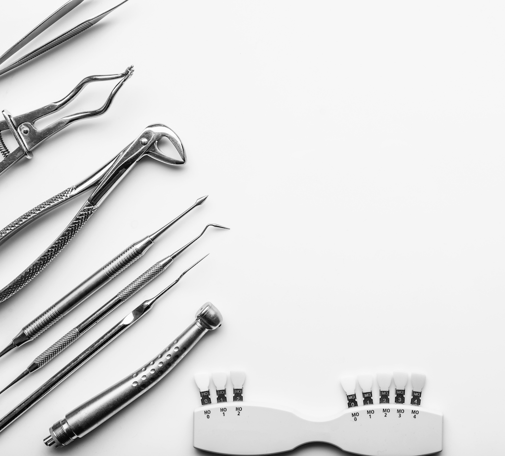 Different metal medical tools isolated